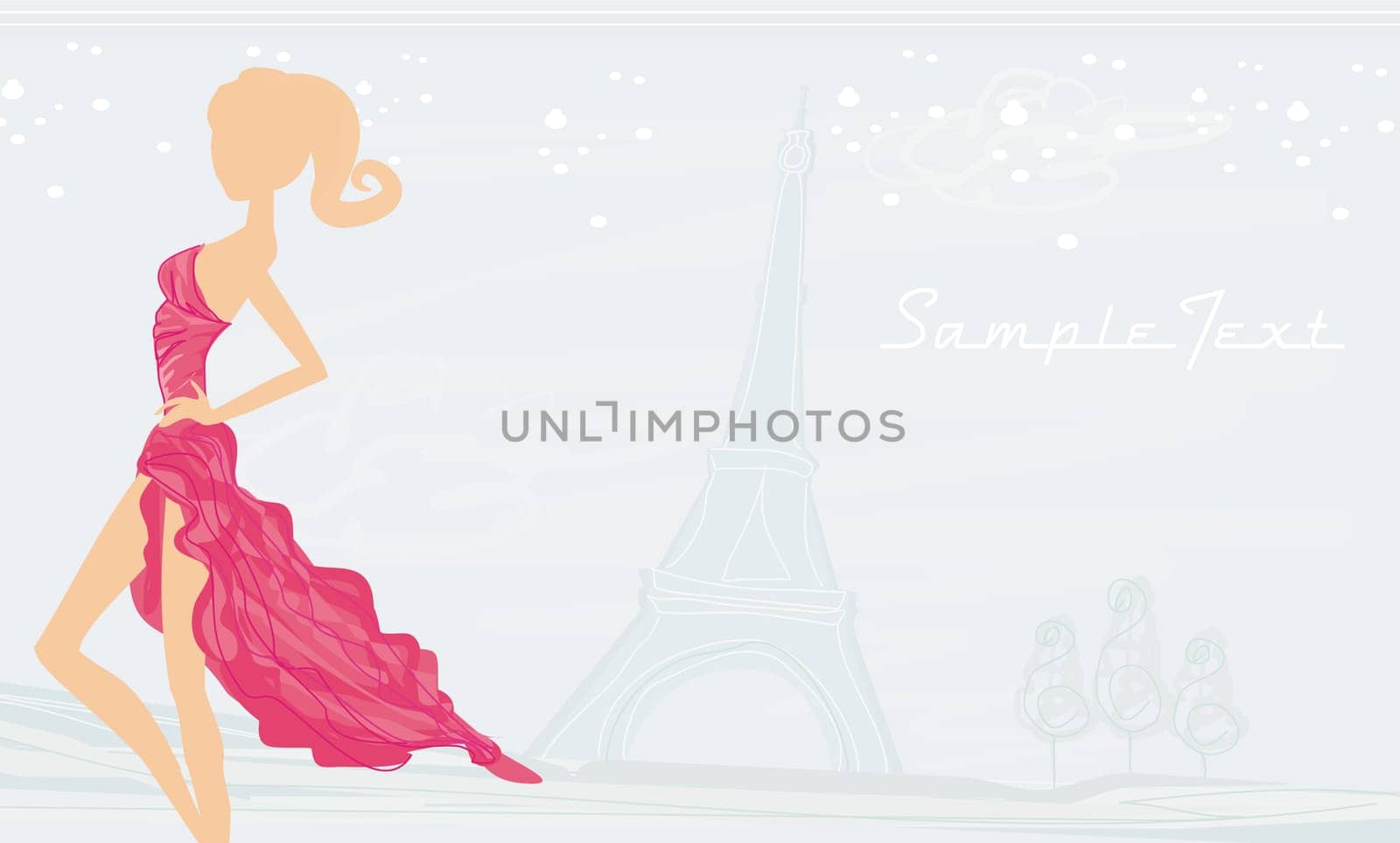 vector fashion girl silhouette in Paris background