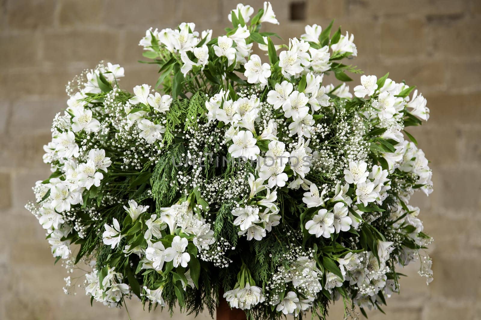 Detail of decoration with colored flowers