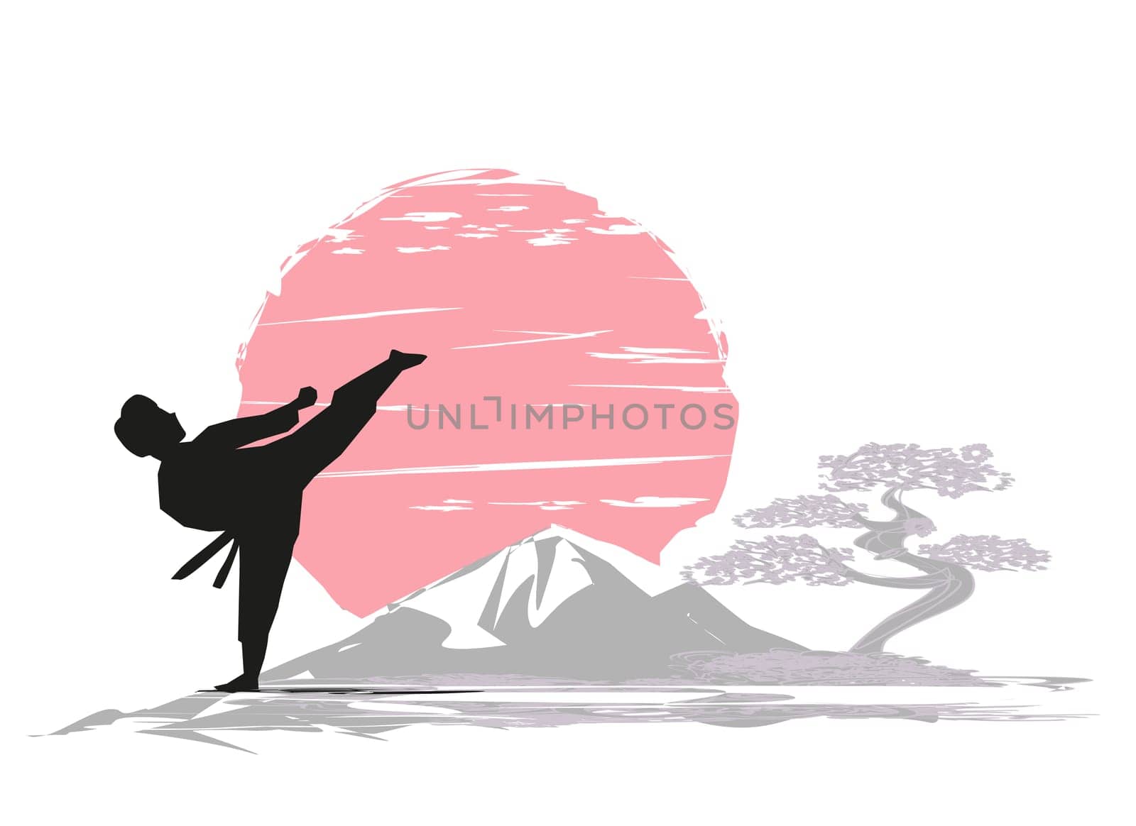 Creative abstract illustration of karate fighter