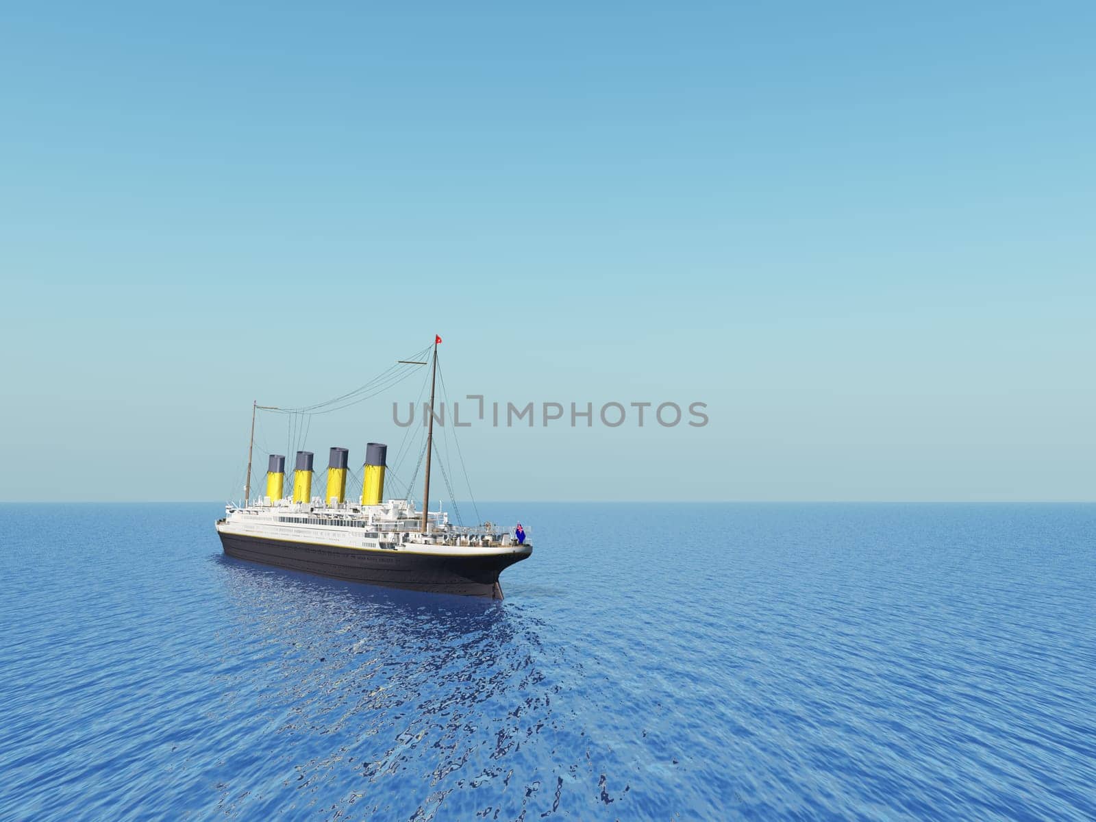 Computer generated 3D illustration with the historic passenger ship Titanic on the high seas