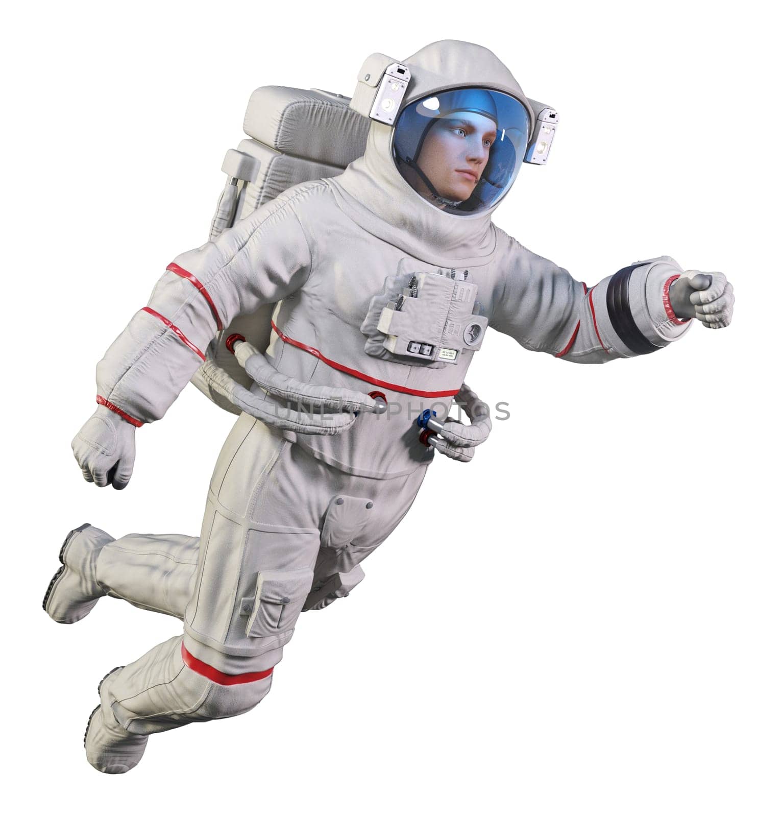 Computer generated 3D illustration with an astronaut isolated on white background