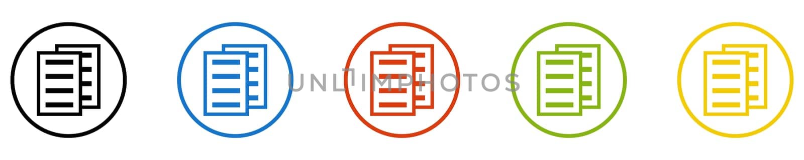 Paper Icon - Set of 5 Buttons: Documents