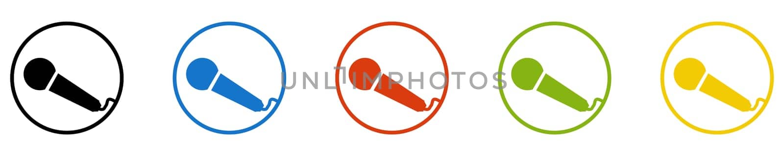 Microphone Icon - Set of 5 Buttons: Interview or Singing