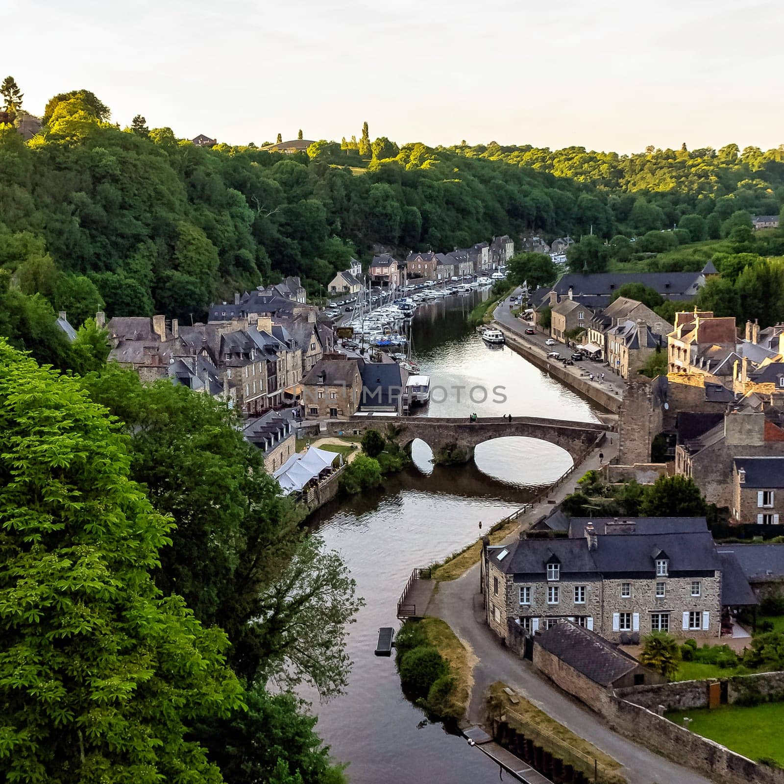 Aerial view of Port of Dinan - Dinan, Brittany, France