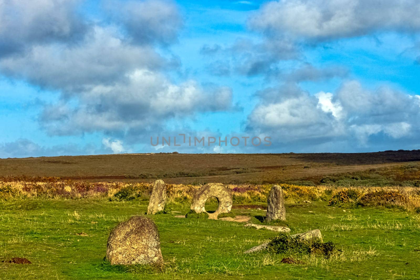 Men-an-Tol known as Men an Toll or Crick Stone - small formation of standing stones in Cornwall, United Kingdom