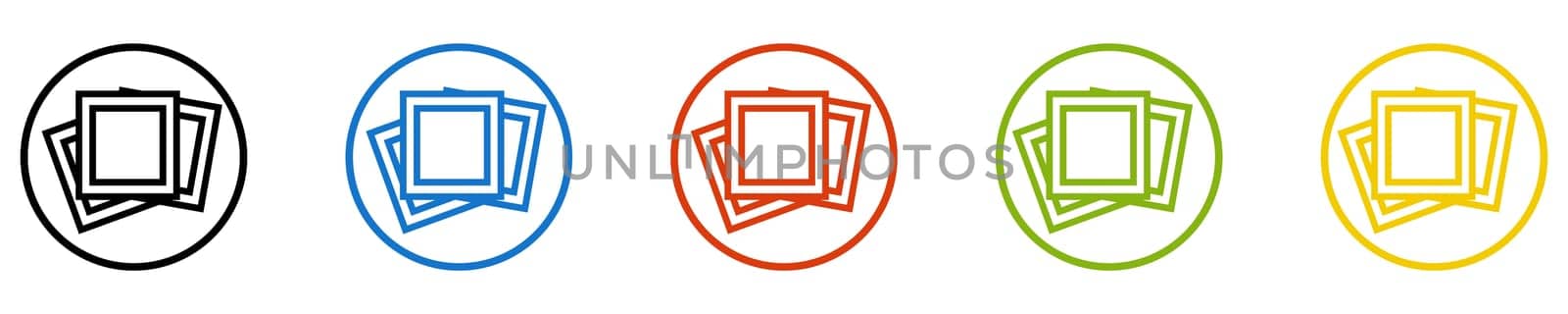 Gallery Icon - Set of 5 Buttons: Pictures or Photos