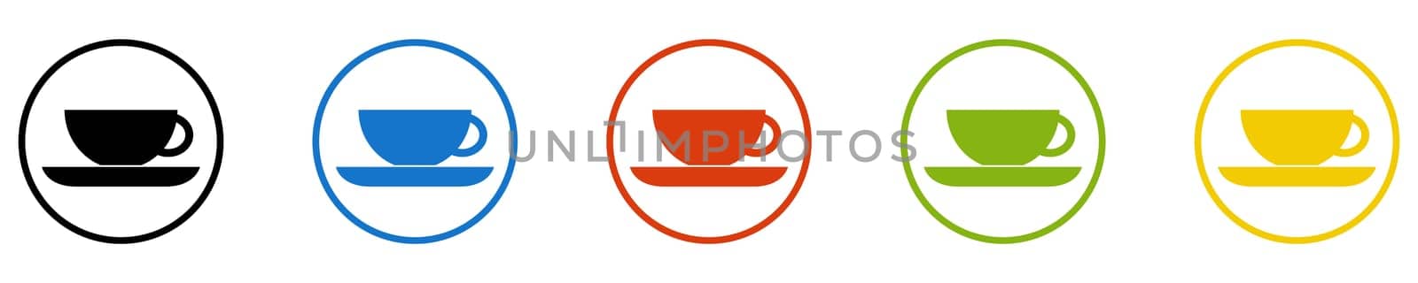Cafe Icon - Set of 5 Buttons: Tea or Coffee