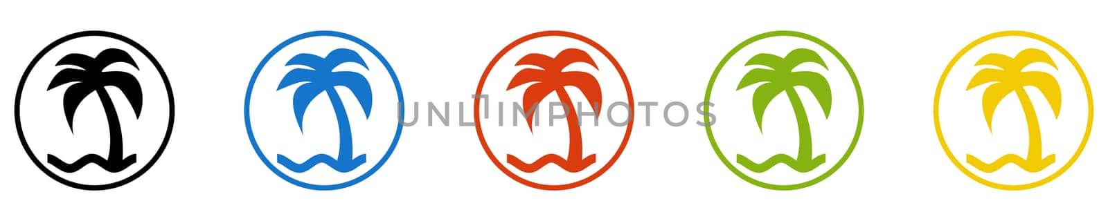 Palm Icon - Set of 5 Buttons: Beach