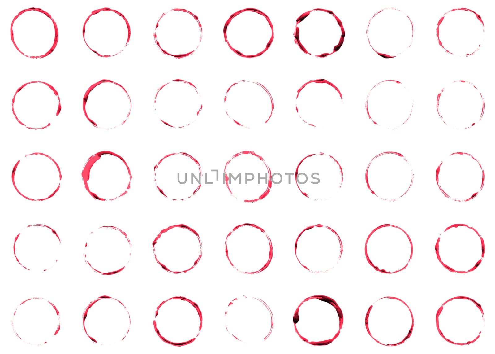 Collection of hand made red ink circles