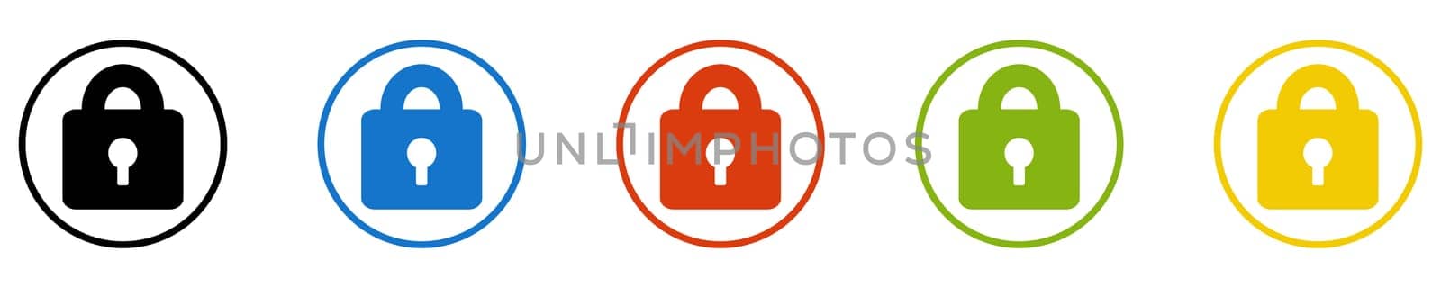 Lock Icon - Set of 5 Buttons: Safety and Security