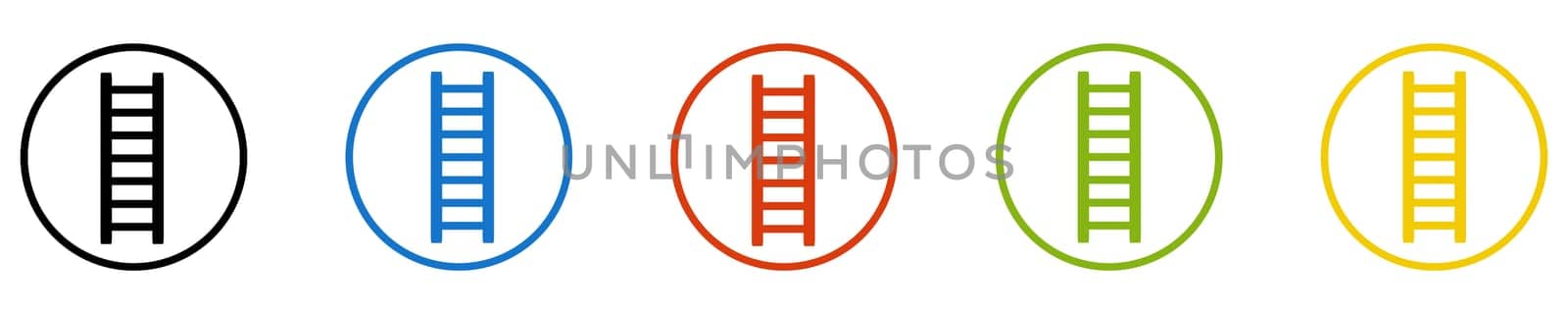 Ladder Icon - Set of 5 Buttons: Stairway