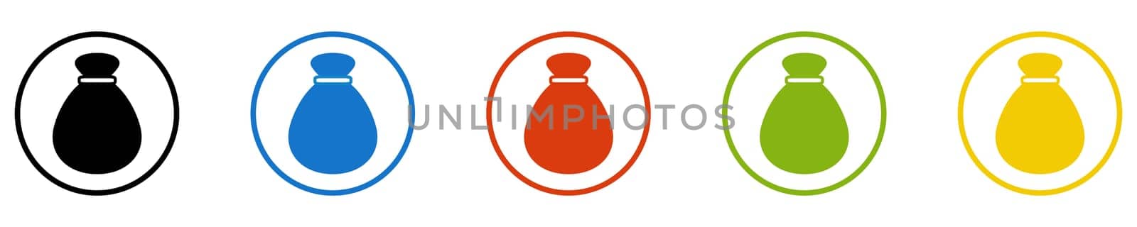 Sack of Money Icon - Set of 5 Buttons: Finance