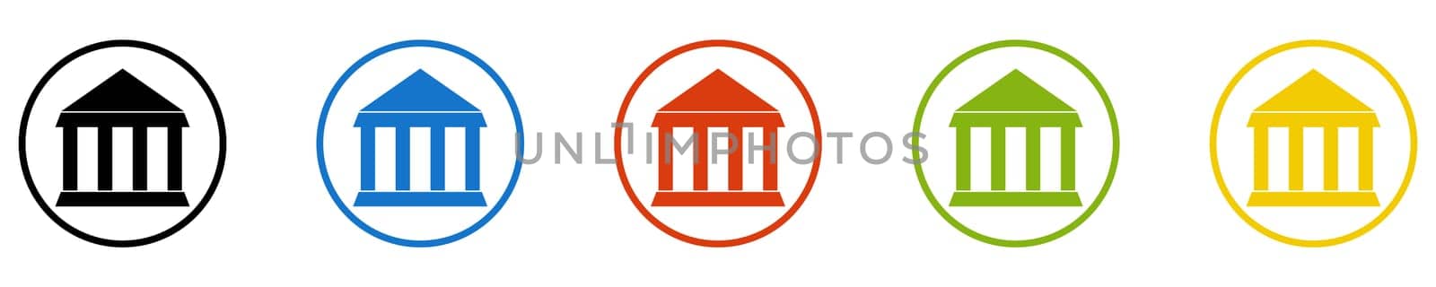 Museum Icon - Set of 5 Buttons: University or Court