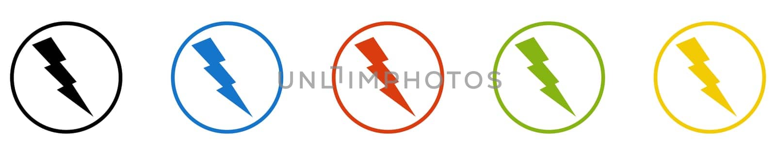 Flash Icon - Set of 5 Buttons: Electricity