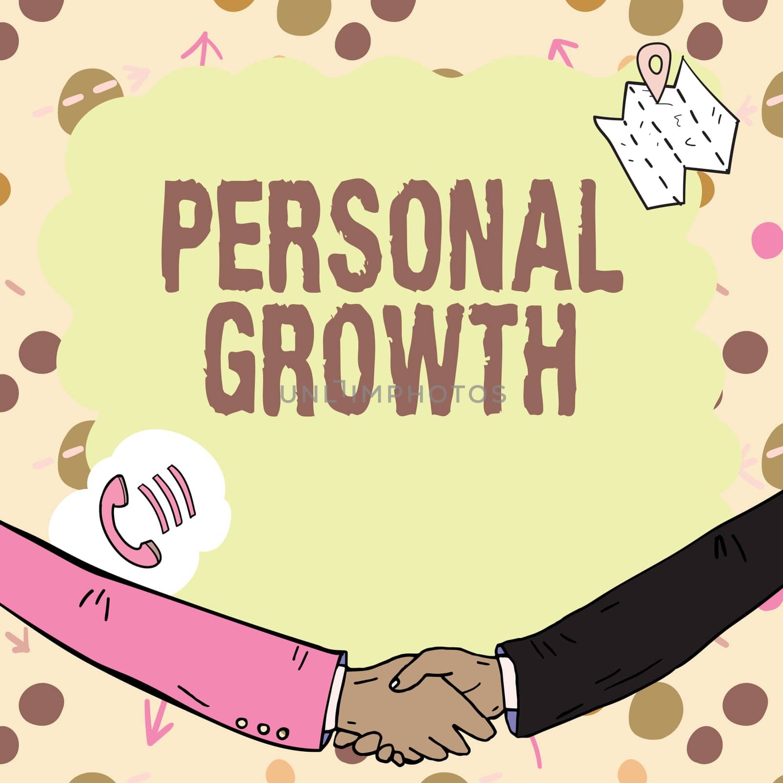 Conceptual display Personal Growth, Word Written on improve develop your skills qualities Learn new materials Empty frame decorated with communication symbols represent business meeting