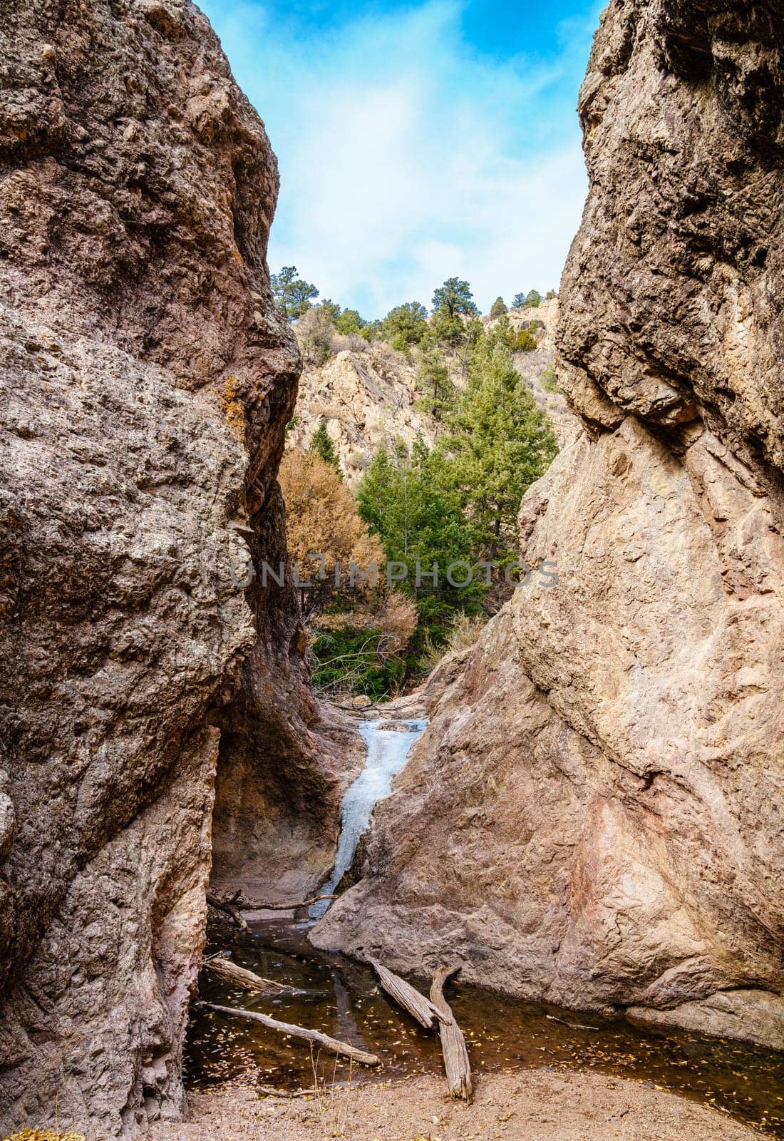 End point of hiking trail in Grasshopper Canyon near Santa Fe, New Mexico