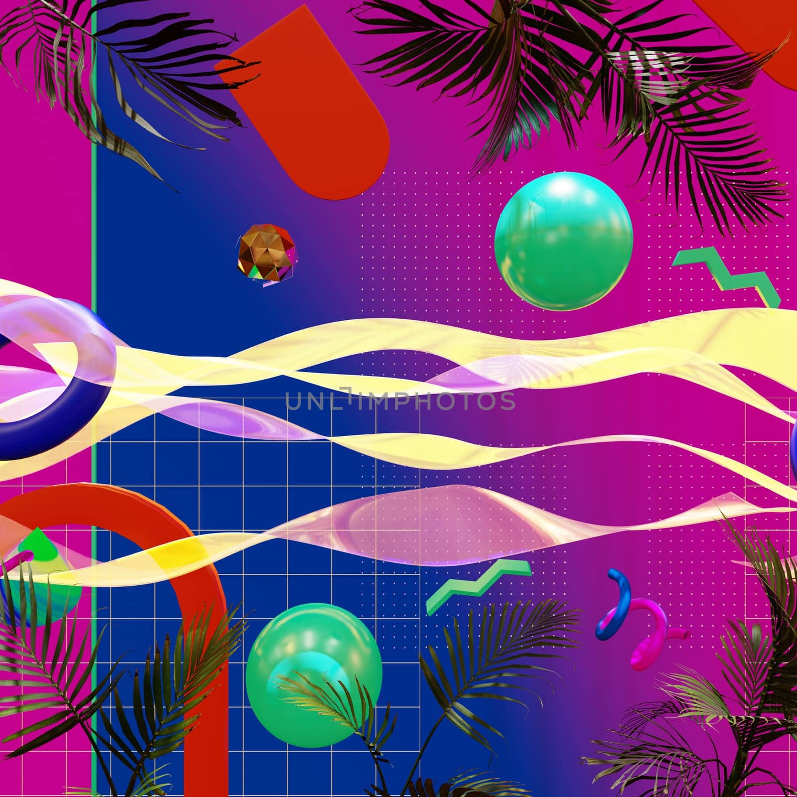 3D illustration Background for advertising and wallpaper in art retro and memphis art scene. 3D rendering in decorative concept.