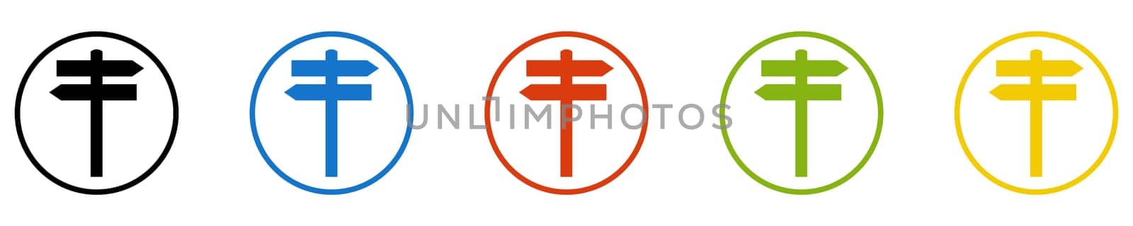 Signpost Icon - Set of 5 Buttons: Guidepost