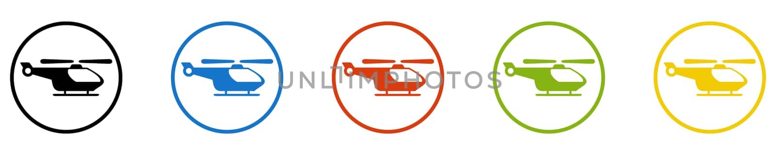 Helicopter Icon - Set of 5 Buttons: Flight