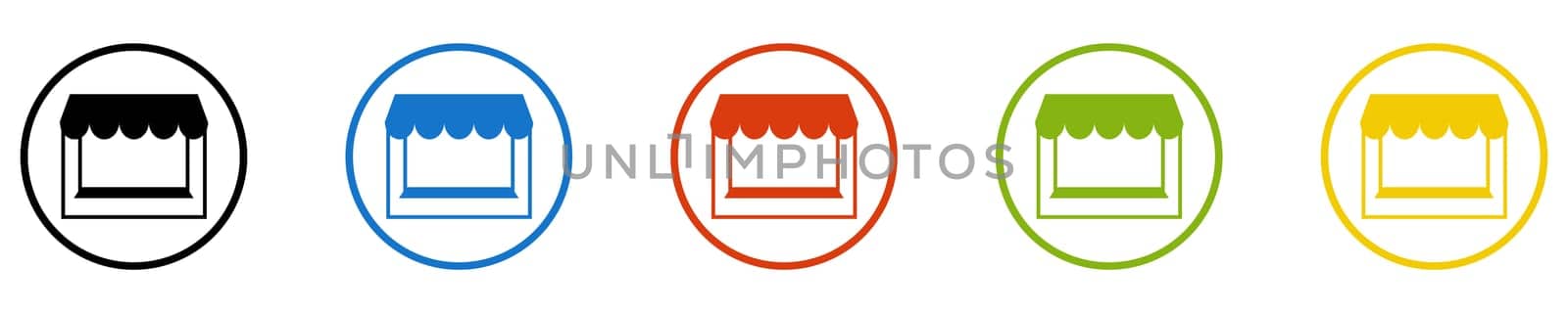 Market Stall Icon - Set of 5 Buttons: Store