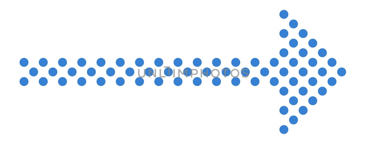 Dotted arrow with blue color showing right direction