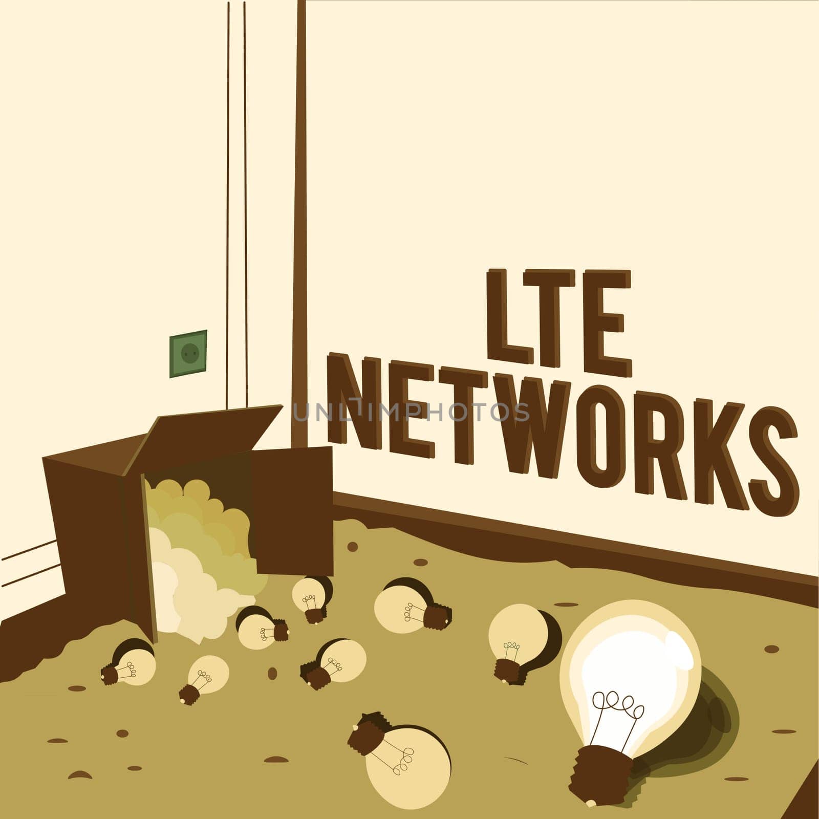 Conceptual display Lte Networks, Word for Fastest network connection available for wireless communication Light bulbs spilled out box symbolizing innovative thinking.