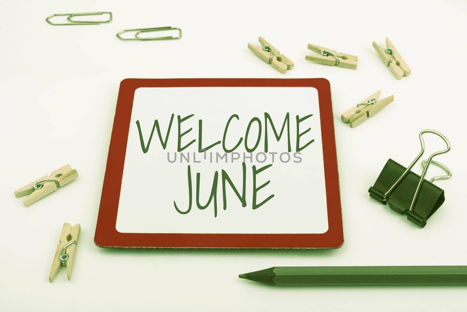 Conceptual display Welcome June, Business concept Calendar Sixth Month Second Quarter Thirty days Greetings Computer Keyboard And Symbol.Information Medium For Communication.