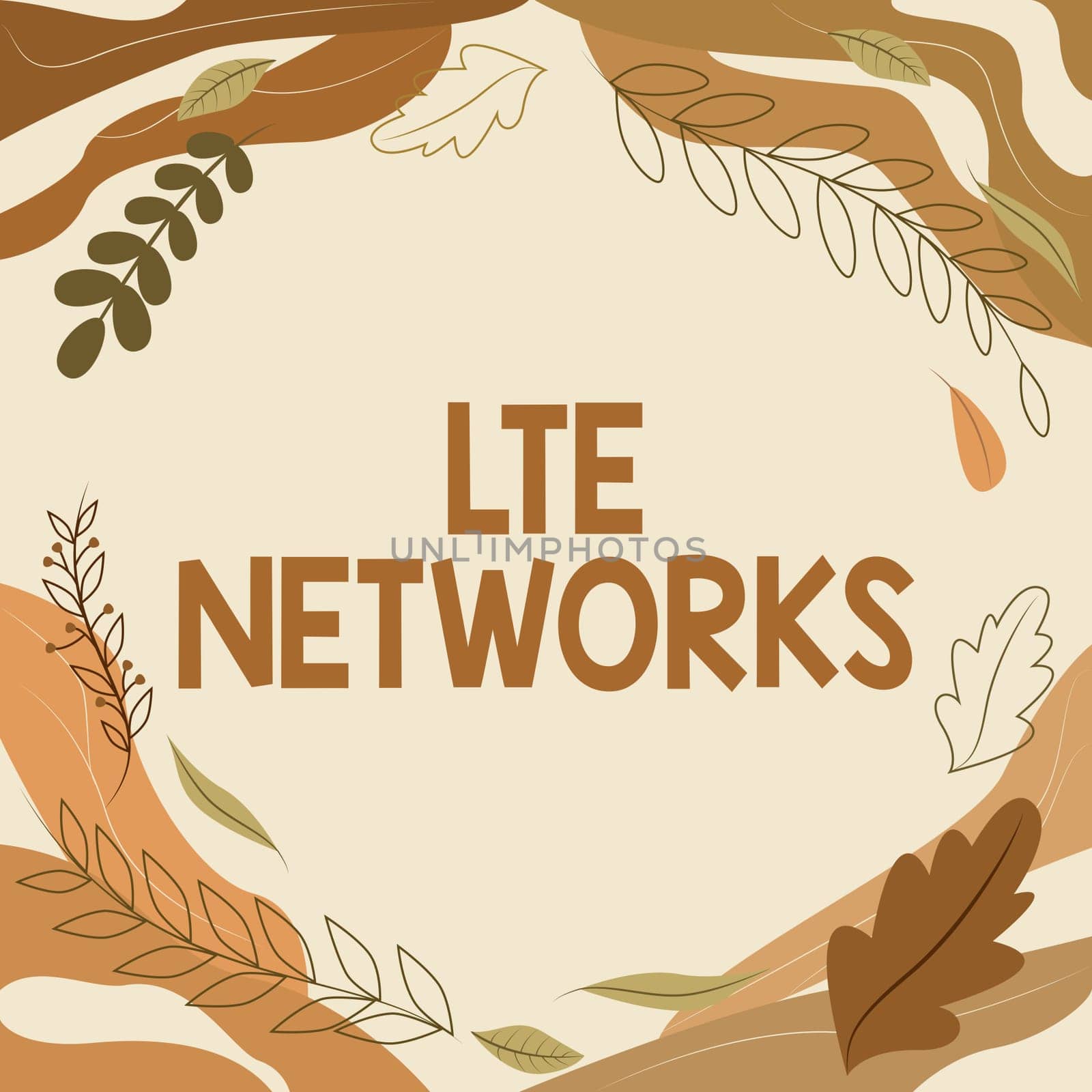 Text sign showing Lte Networks, Business overview Fastest network connection available for wireless communication Blank Frame Decorated With Abstract Modernized Forms Flowers And Foliage.