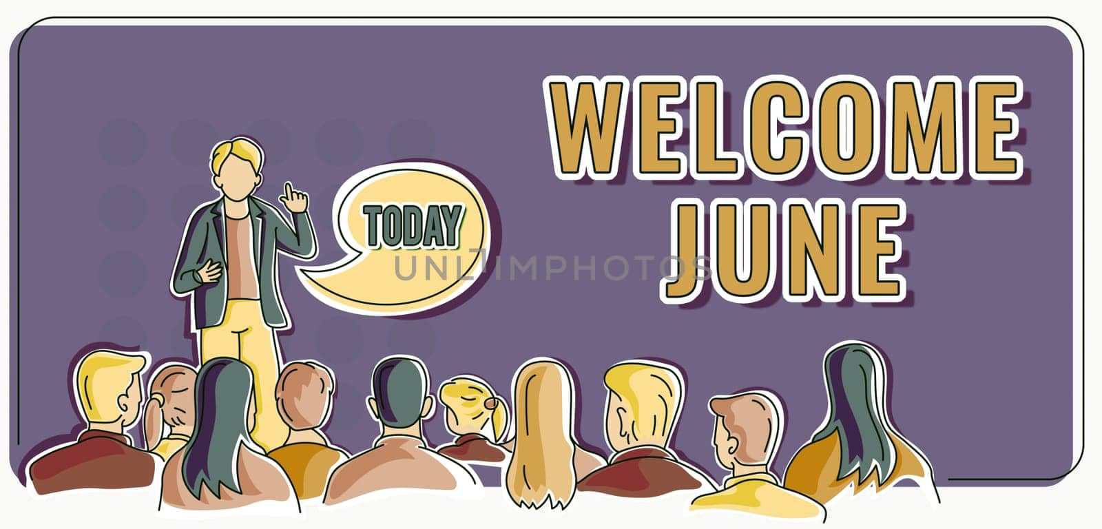 Hand writing sign Welcome June, Concept meaning Calendar Sixth Month Second Quarter Thirty days Greetings Person delivering presentation displaying newest business strategies.