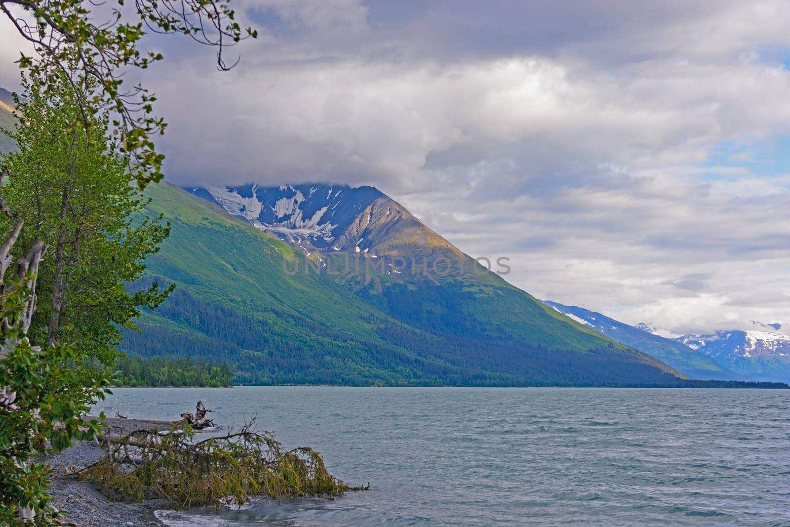 Morning Clouds on a Remote Mountain Lake on Kenai Lake in Alaska