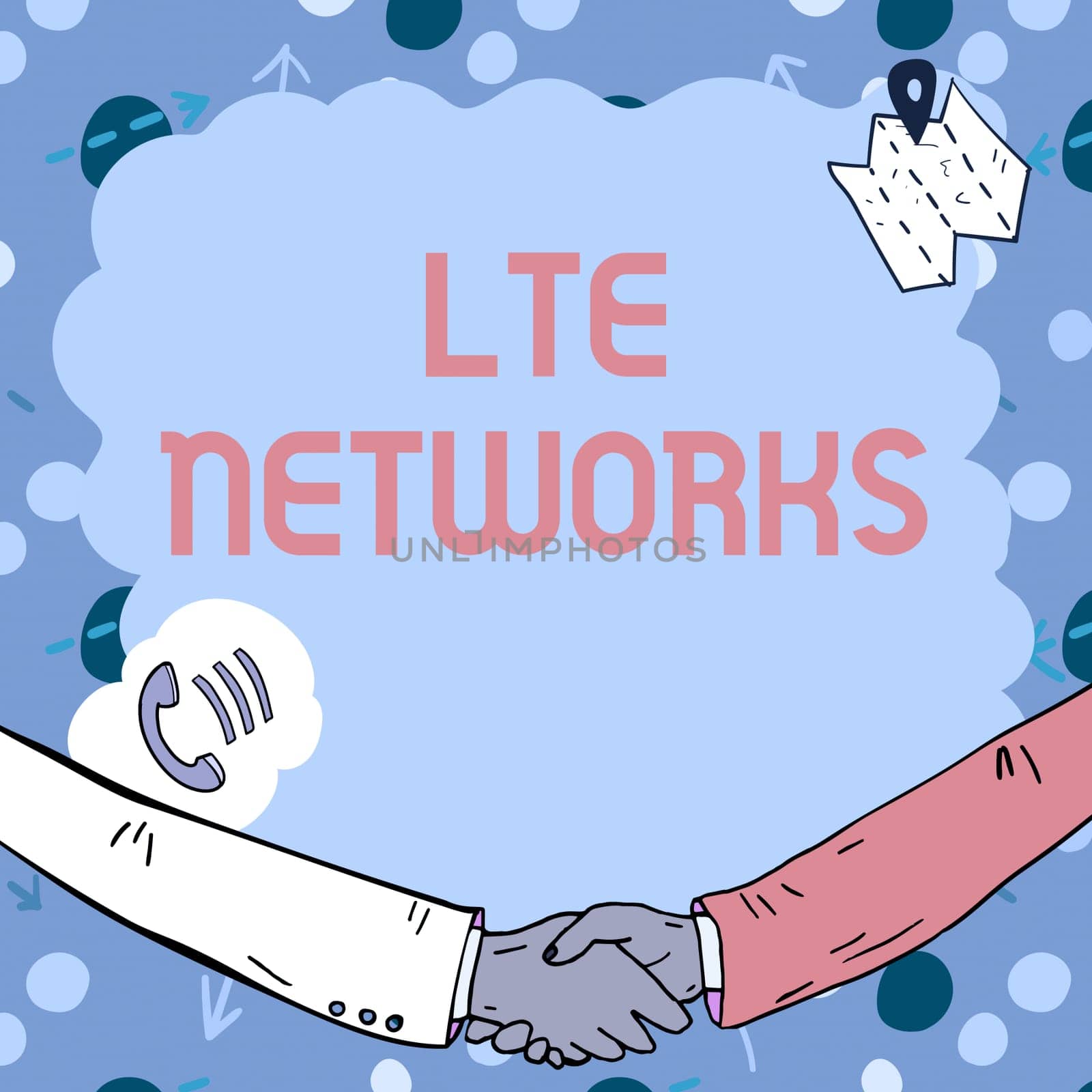 Text showing inspiration Lte Networks, Business concept Fastest network connection available for wireless communication Empty frame decorated with communication symbols represent business meeting