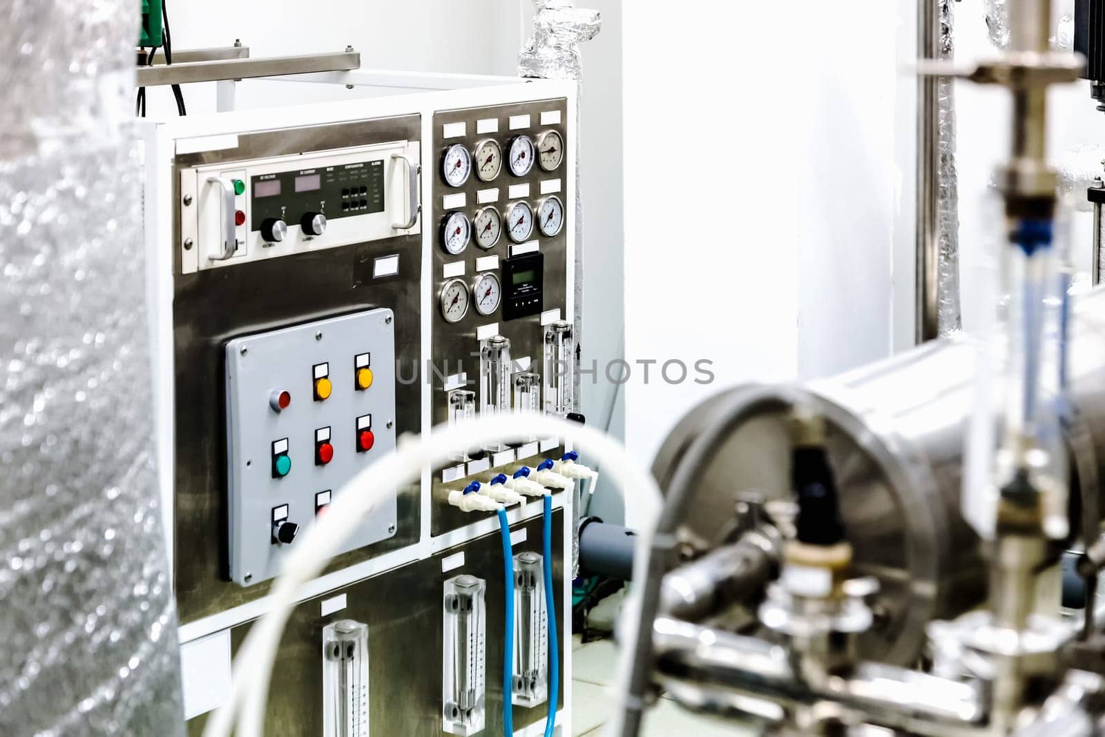 Control panel equipment on water conditioning or distillation room on pharmaceutical industry or chemical plant