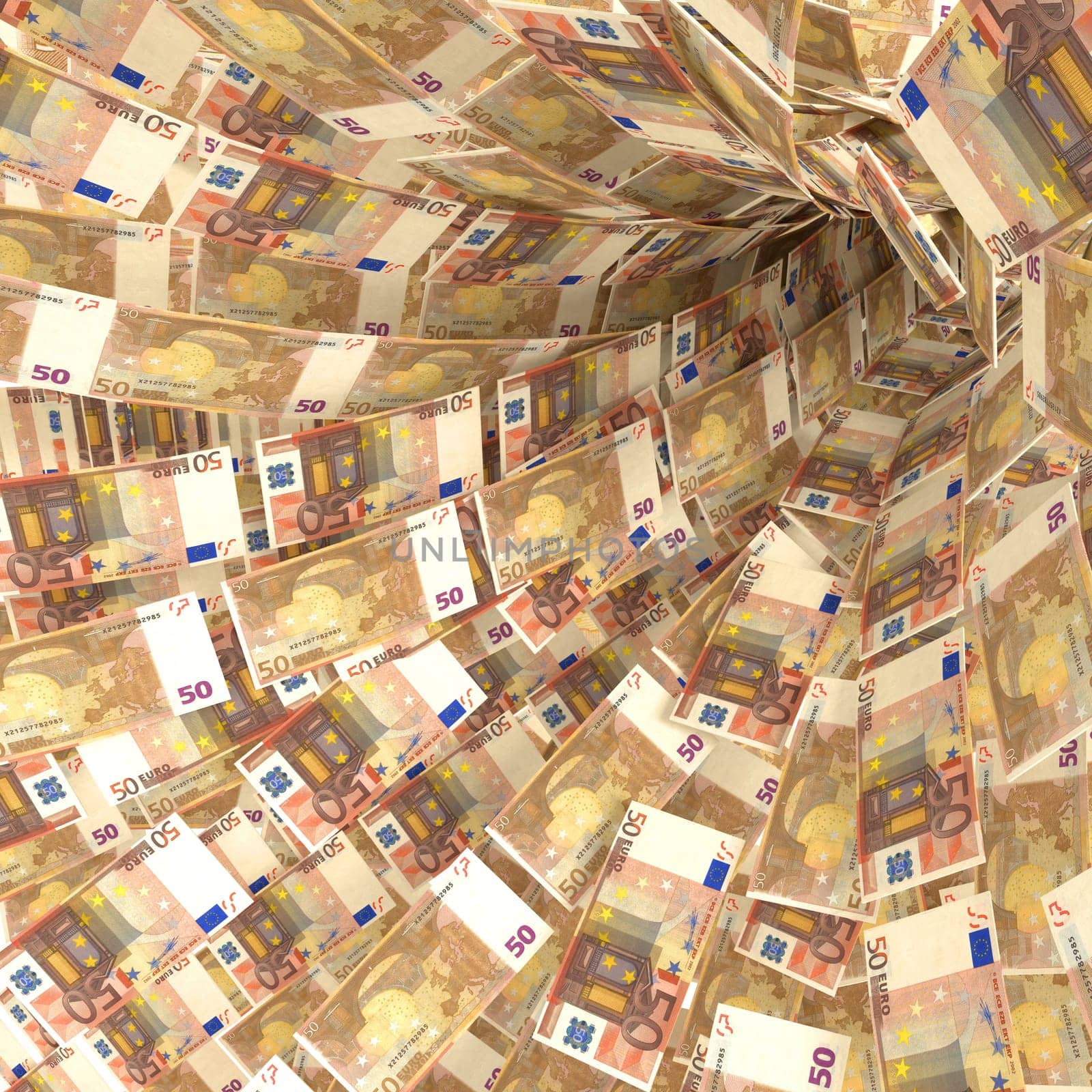 Money swirl of 50 euro notes
