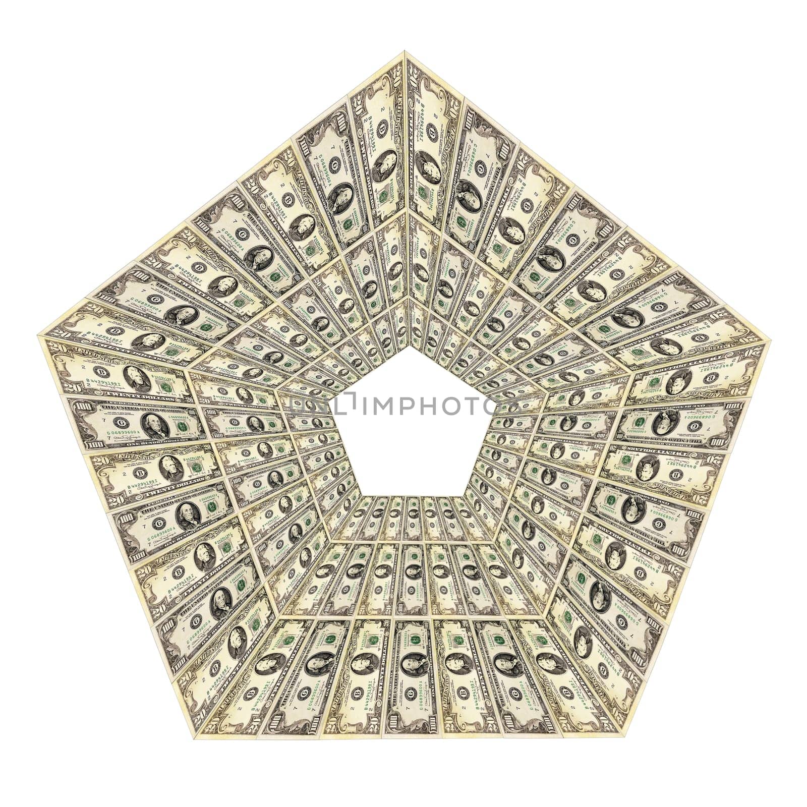dollar pattern with abstract rhomb isolated on the white background