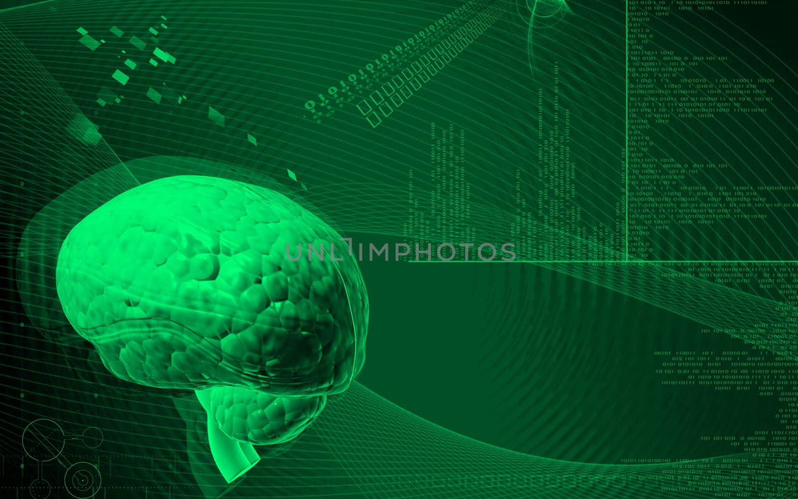 Digital illustration of brain in colour background