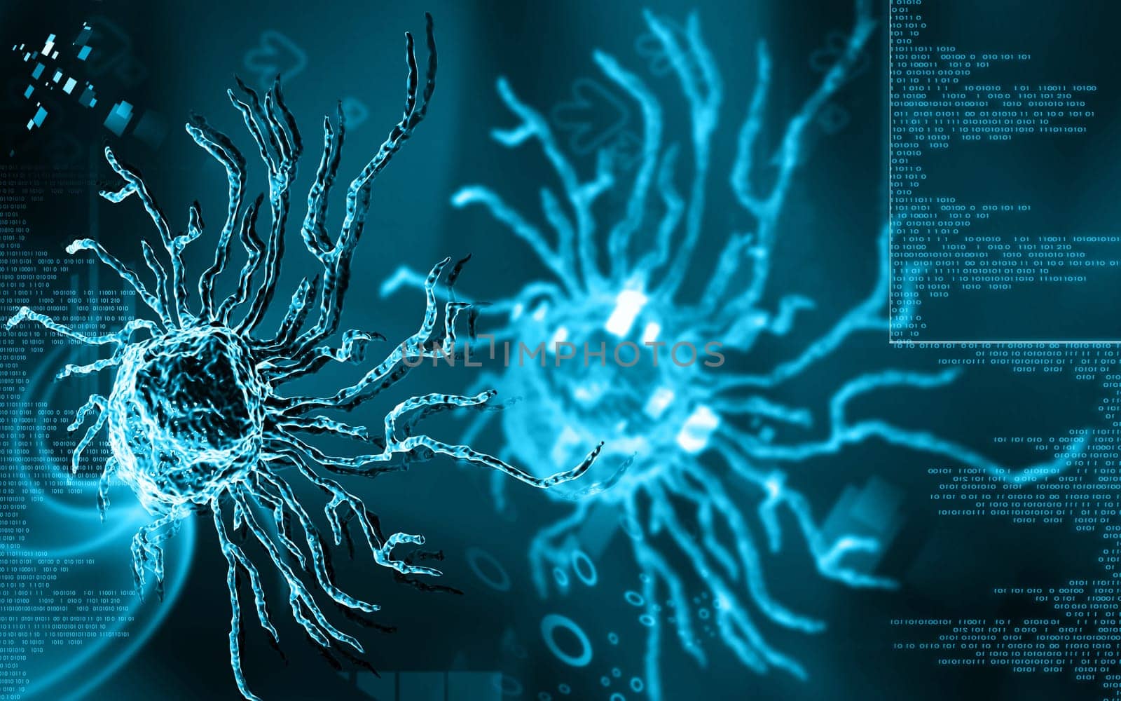 Digital illustration of stem cell in colour background