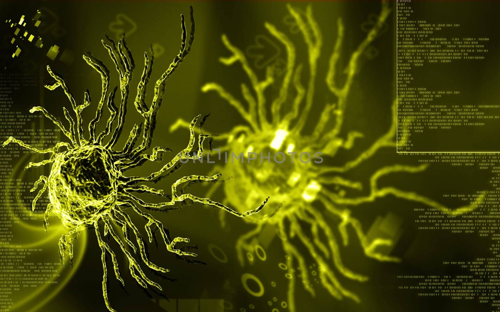 Digital illustration of stem cell in colour background