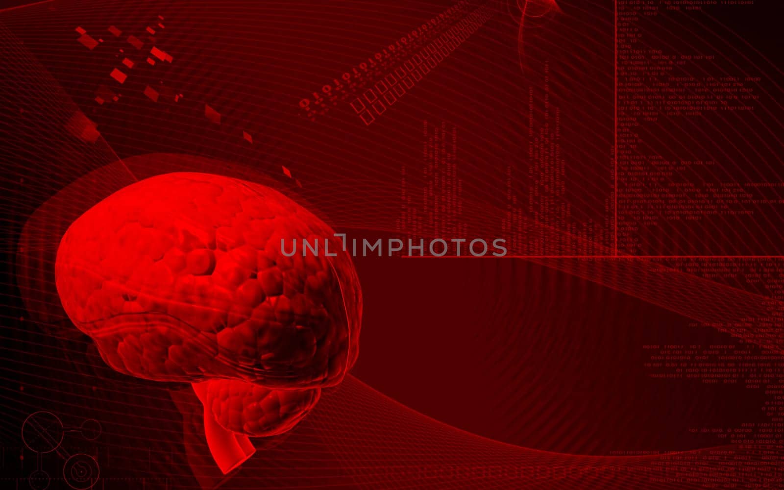 Digital illustration of brain in colour background