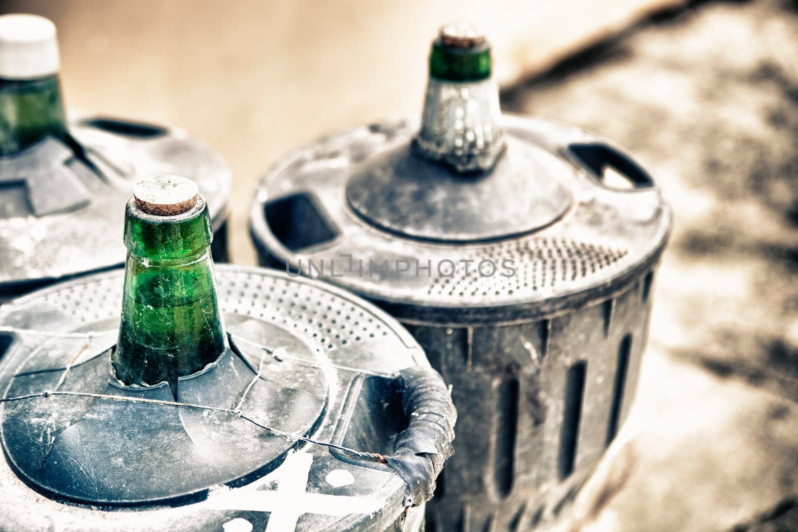 Home made wine carafes for sell on traditional rural street market