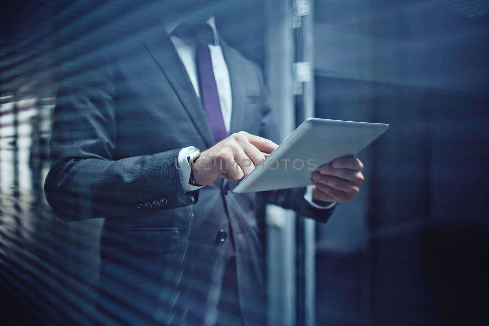 Close-up of businessman using touchpad