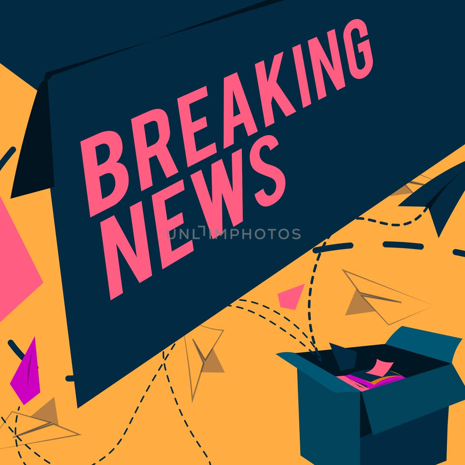 Inspiration showing sign Breaking News, Business approach Special Report Announcement Happening Current Issue Flashnews Open Box With Flying Paper Planes Presenting New Free Ideas