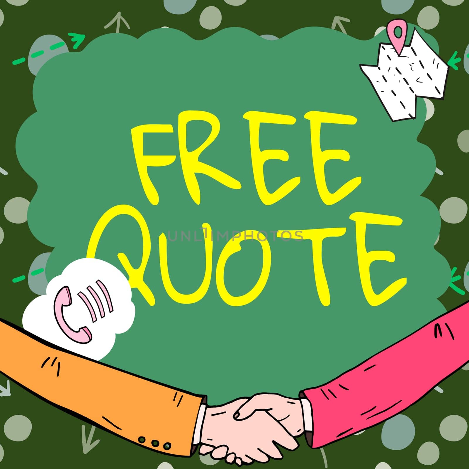 Text showing inspiration Free Quote, Business idea A brief phrase that is usualy has impotant message to convey Empty frame decorated with communication symbols represent business meeting