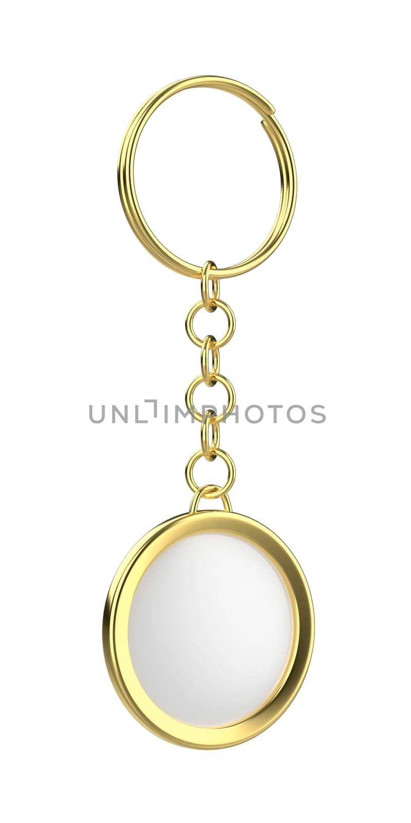 Luxury golden keychain isolated on white background