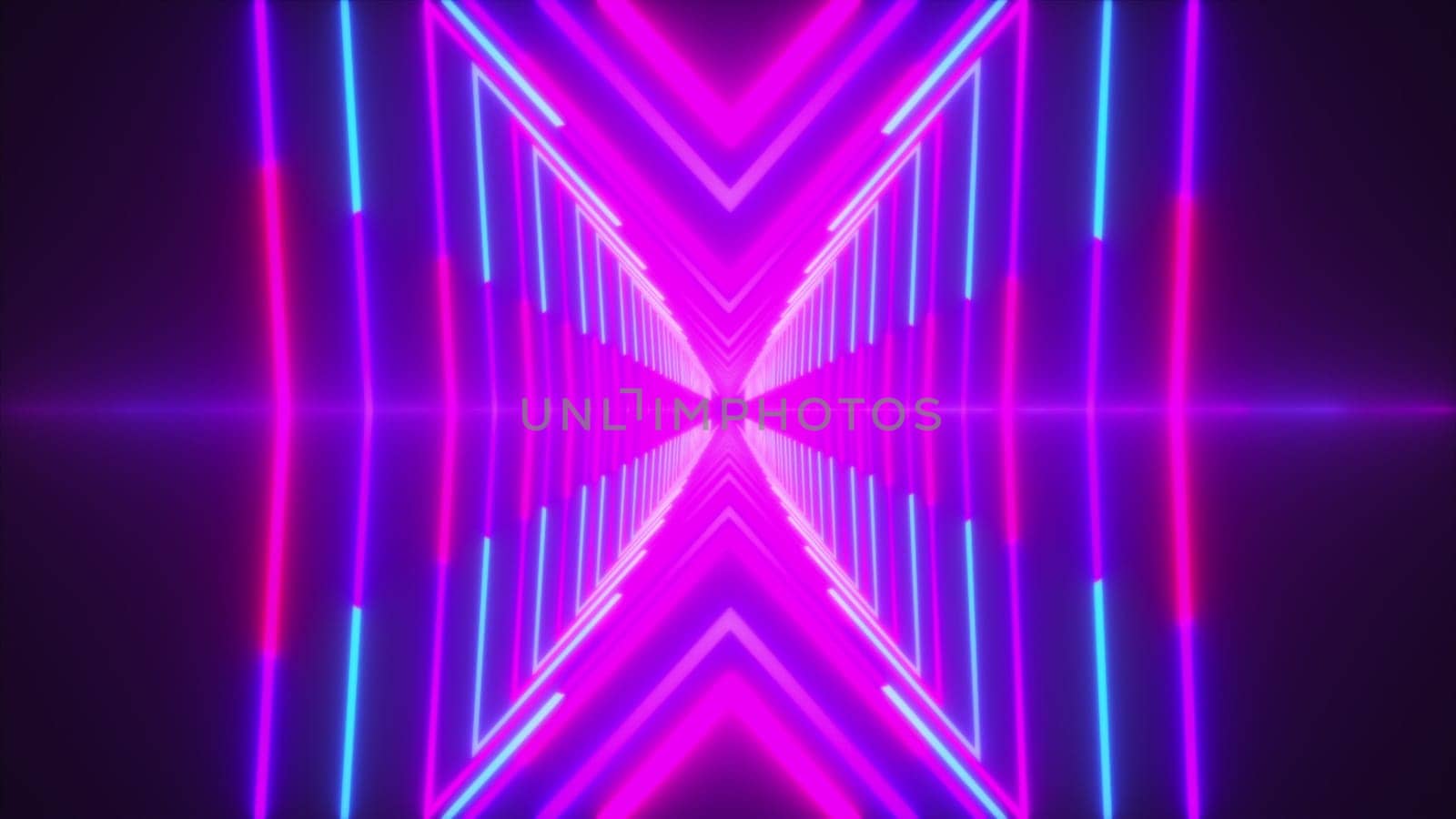 Neon tunnel. Computer generated 3d render