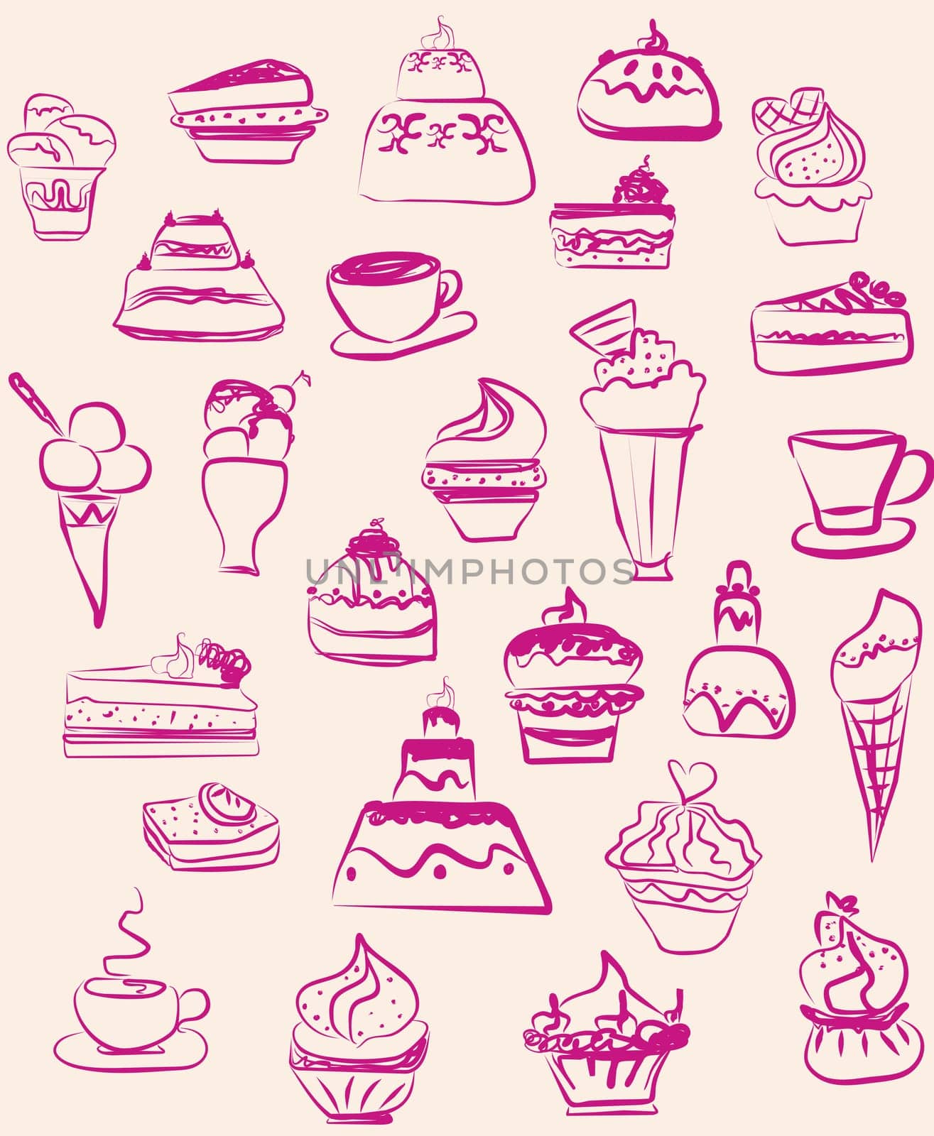 Set doodle of sweets