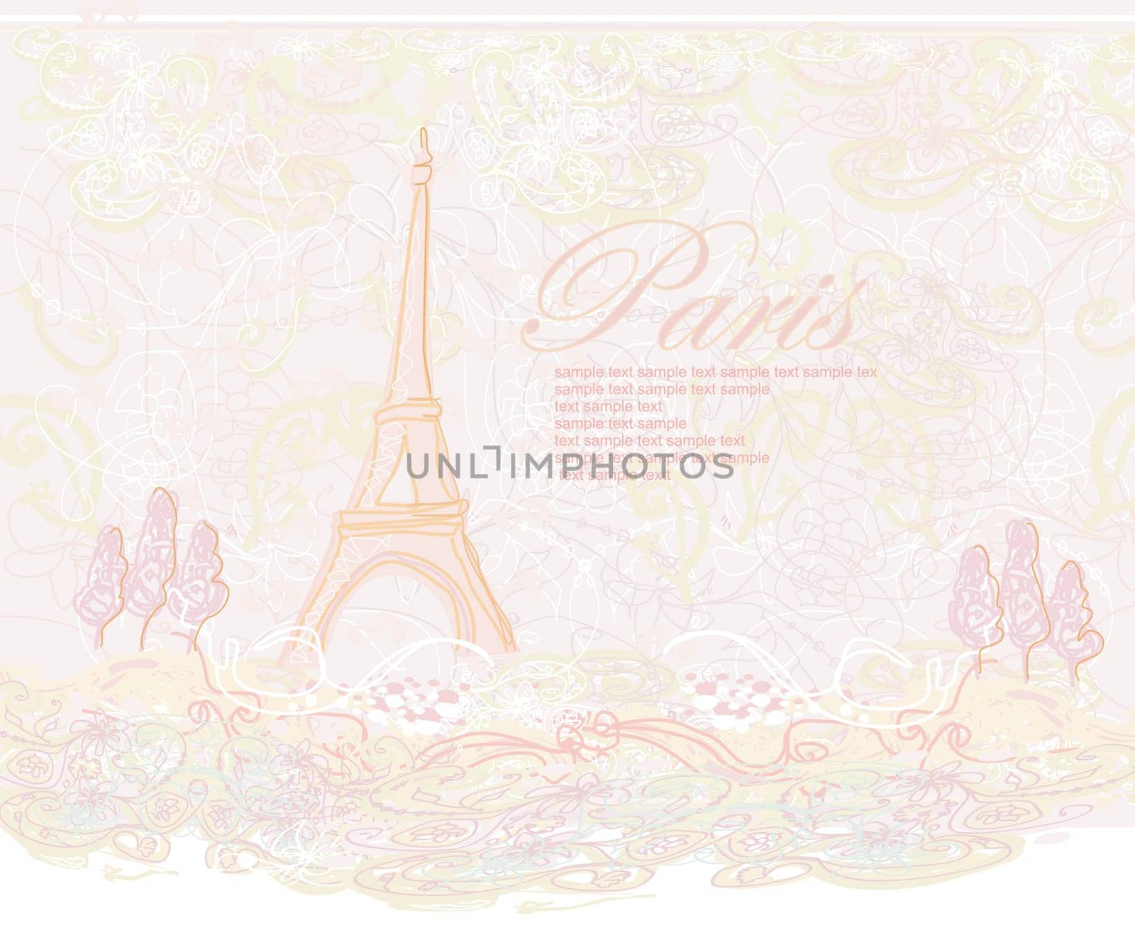 Eiffel tower artistic background. Vector illustration.