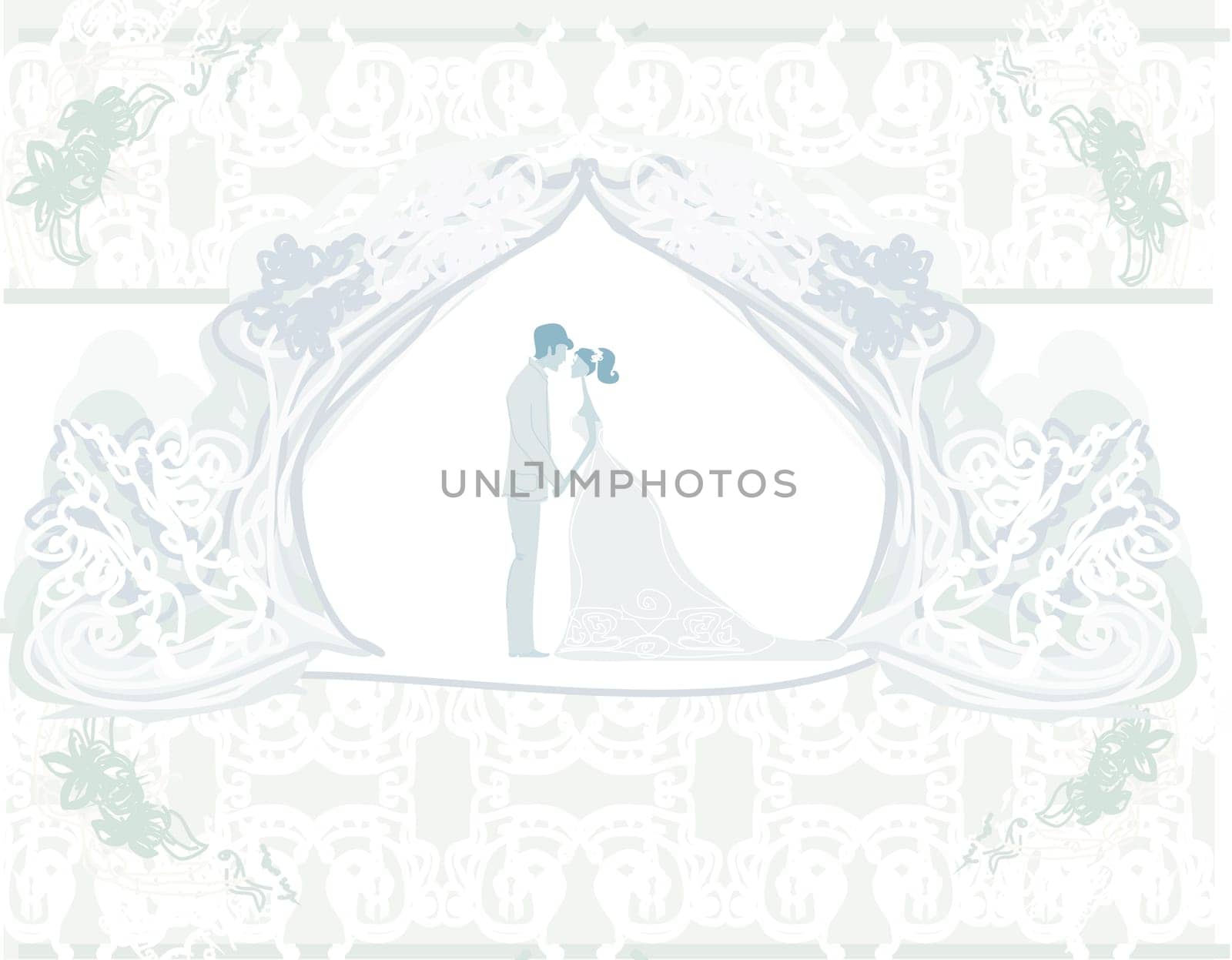 elegant wedding invitation card with wedding couple