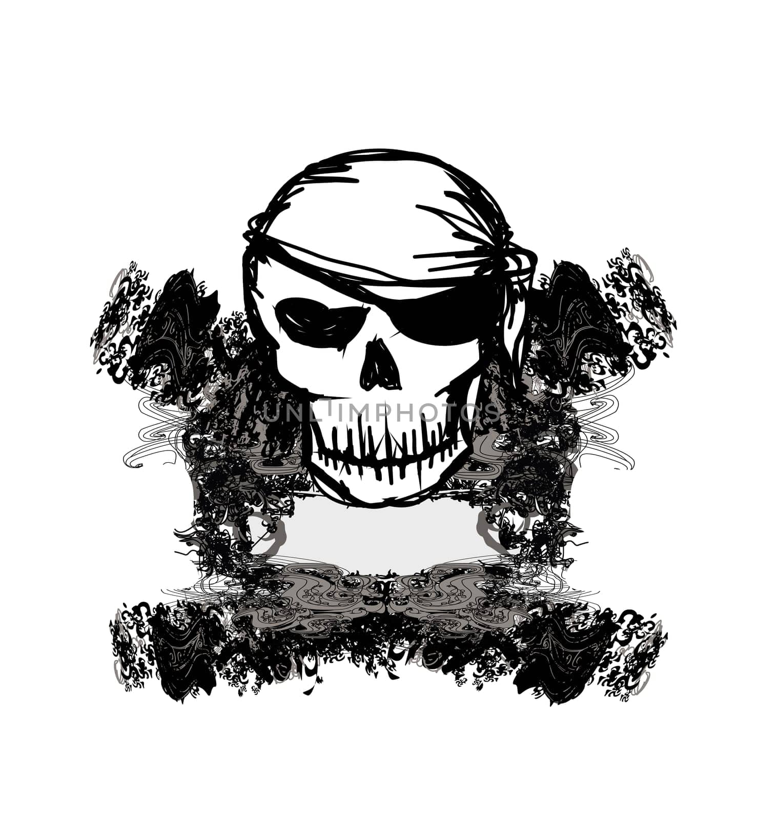 Skull Pirate - retro card