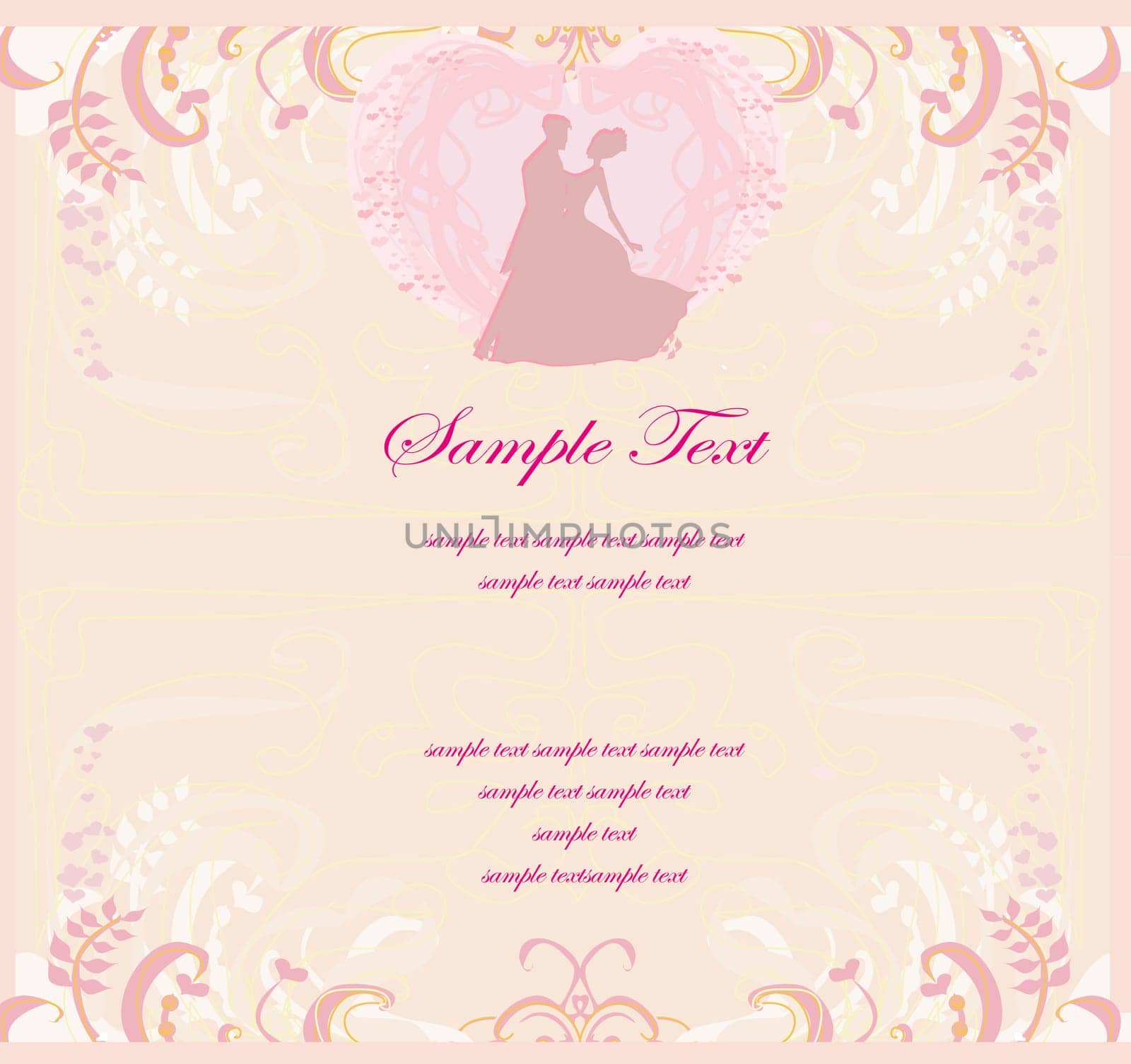 Ballroom couple dancers silhouettes- abstract invitation