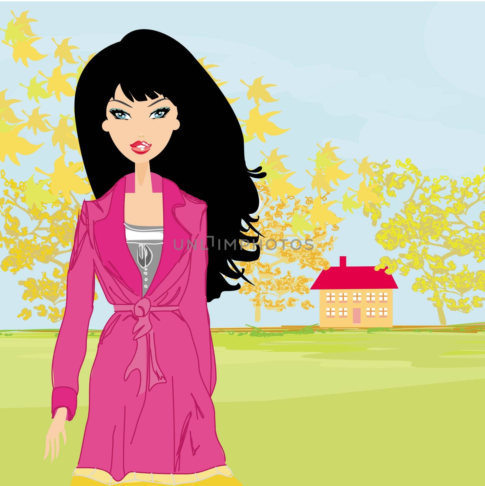 beautiful autumn girl - vector